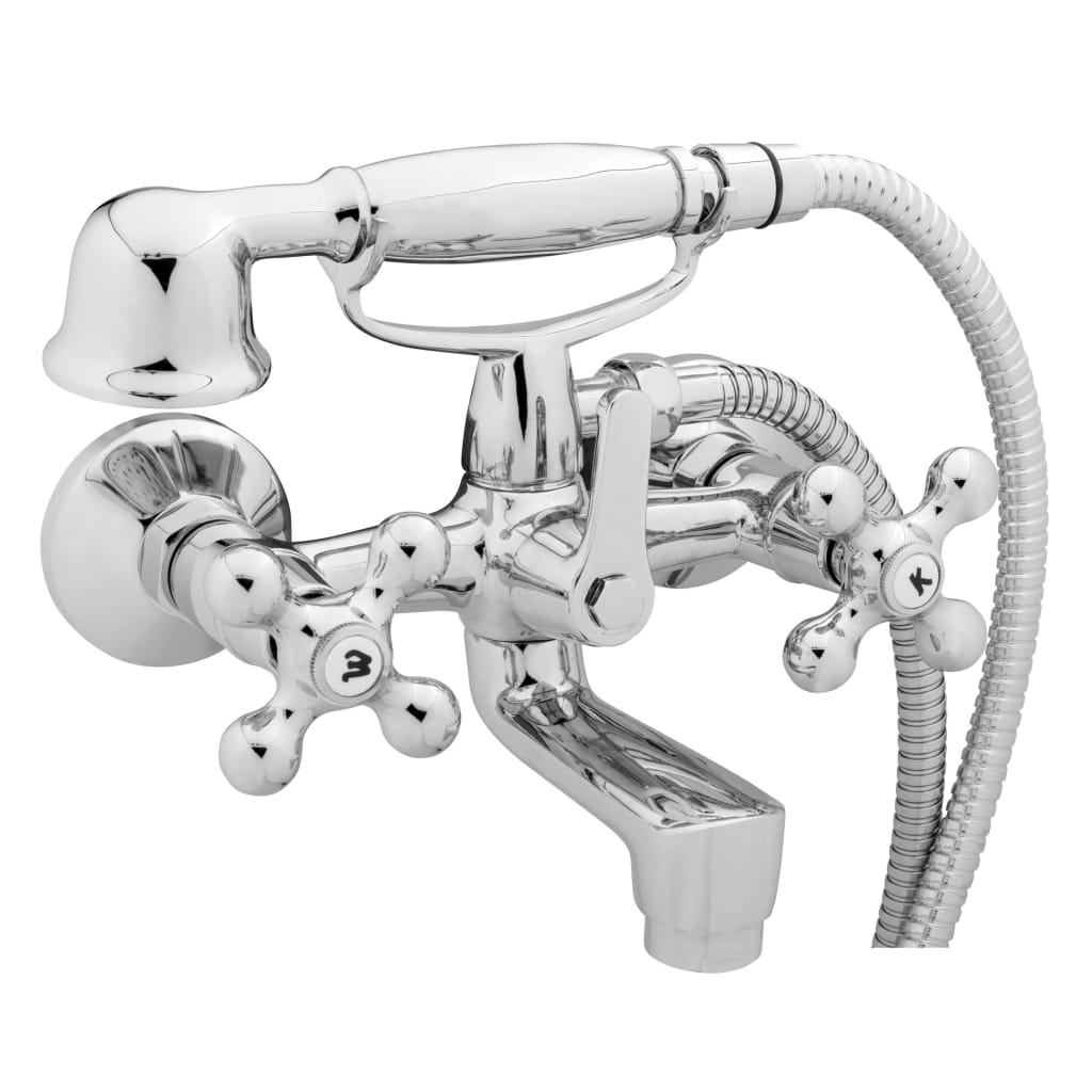 SCHÜTTE 2-handle bathroom faucet with hand shower ELK, chrome