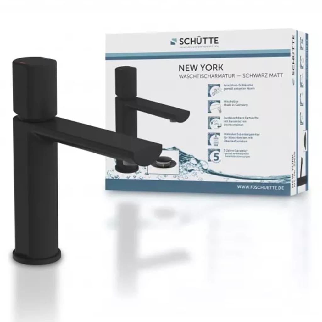 SCHÜTTE Basin mixer tap "NEW YORK", matt black