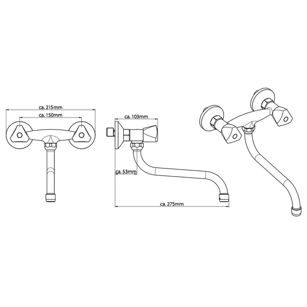 SCHÜTTE Wall-mounted sink mixer, 2-handle, CESTI, chrome