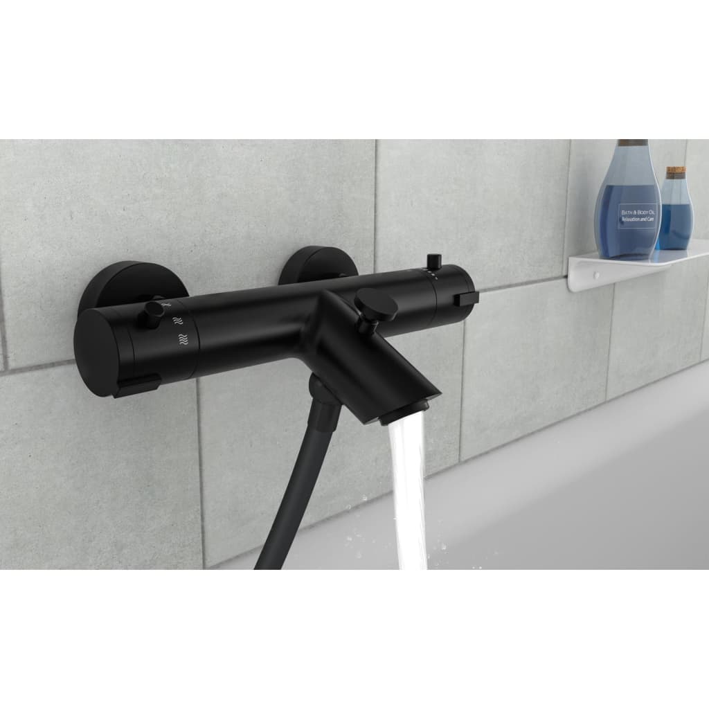 SCHÜTTE LONDON thermostatic bath-shower mixer, matt black