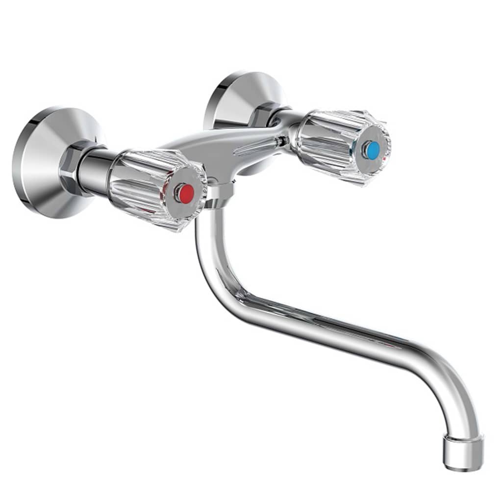 SCHÜTTE Wall-mounted sink mixer, 2-handle, BRILLANT, chrome