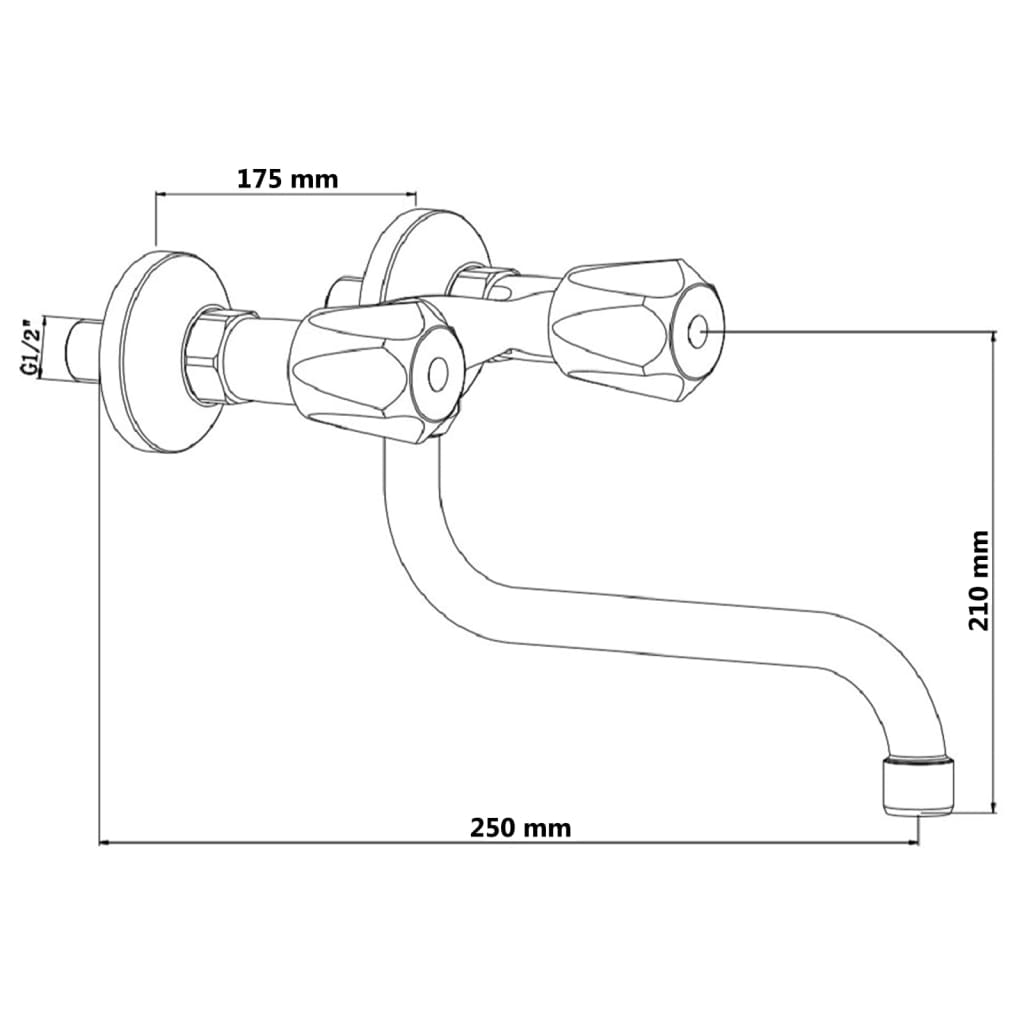 SCHÜTTE Wall-mounted sink mixer, 2-handle, BRILLANT, chrome