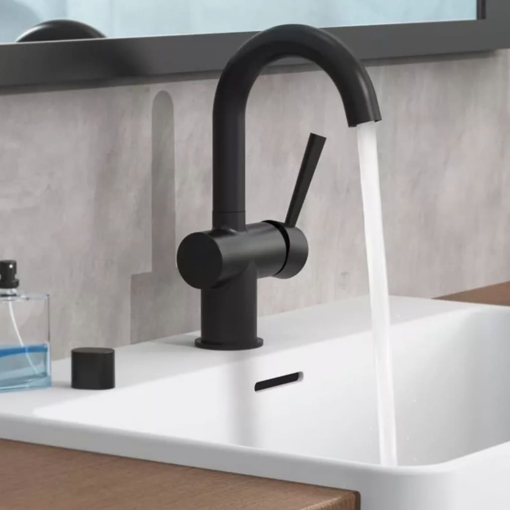 SCHÜTTE CORNWALL washbasin mixer, with side handle, matt black