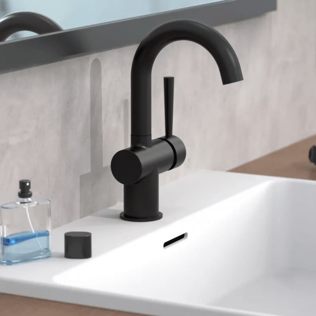 SCHÜTTE CORNWALL washbasin mixer, with side handle, matt black