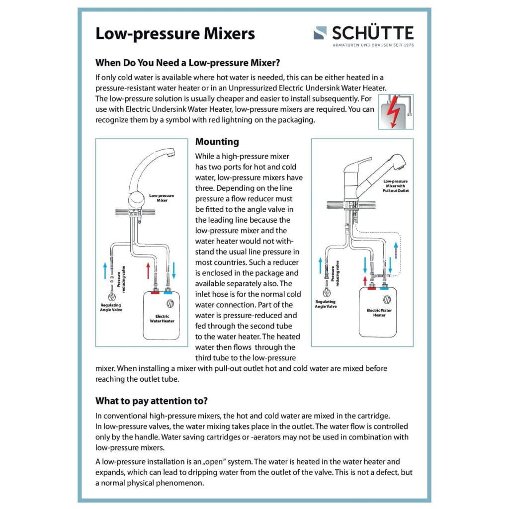 SCHÜTTE CORNWALL high spout sink mixer low pressure black