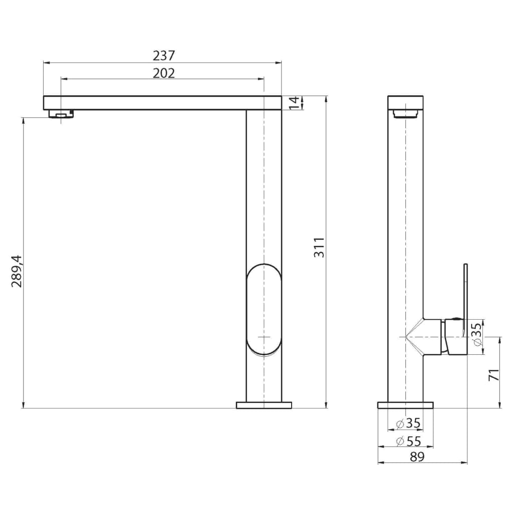 SCHÜTTE Baterie mixer de chiuvetă cu pipă înaltă "CHICAGO", cromat