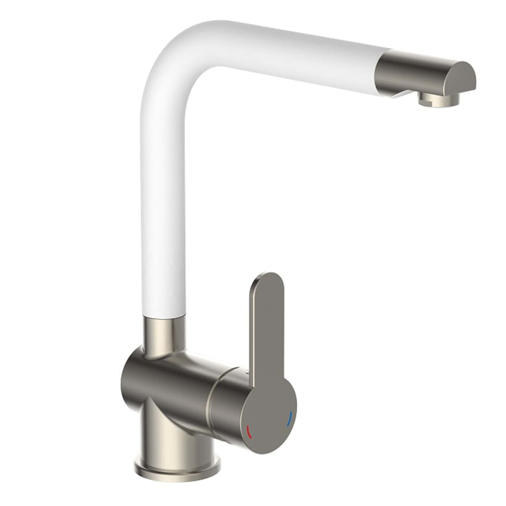 SCHÜTTE RIO high spout sink mixer, matt white, stainless steel