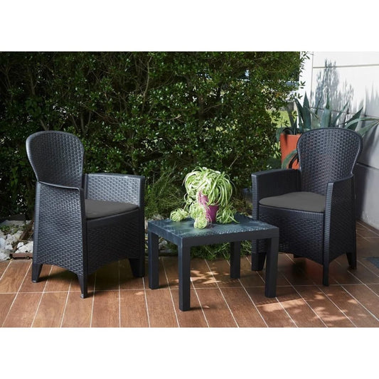 "Akita" garden set with cushions, 3 pieces, anthracite