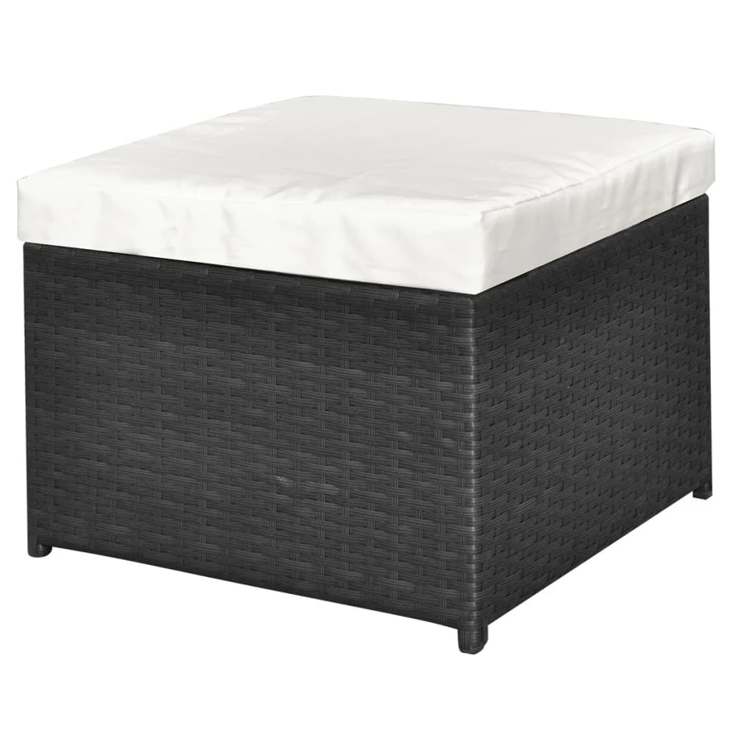 Set mobilier de grădină cu perne, 4 piese, negru, poliratan