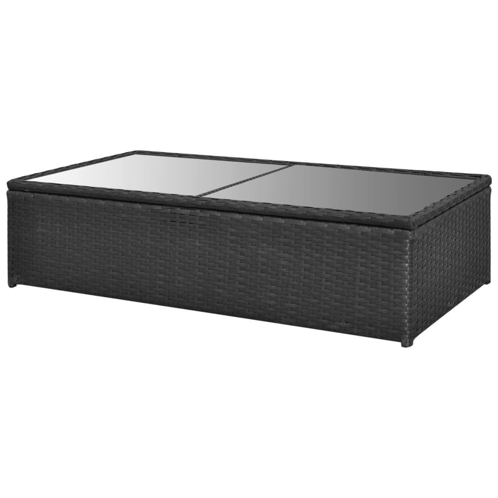 Set mobilier de grădină cu perne, 4 piese, negru, poliratan