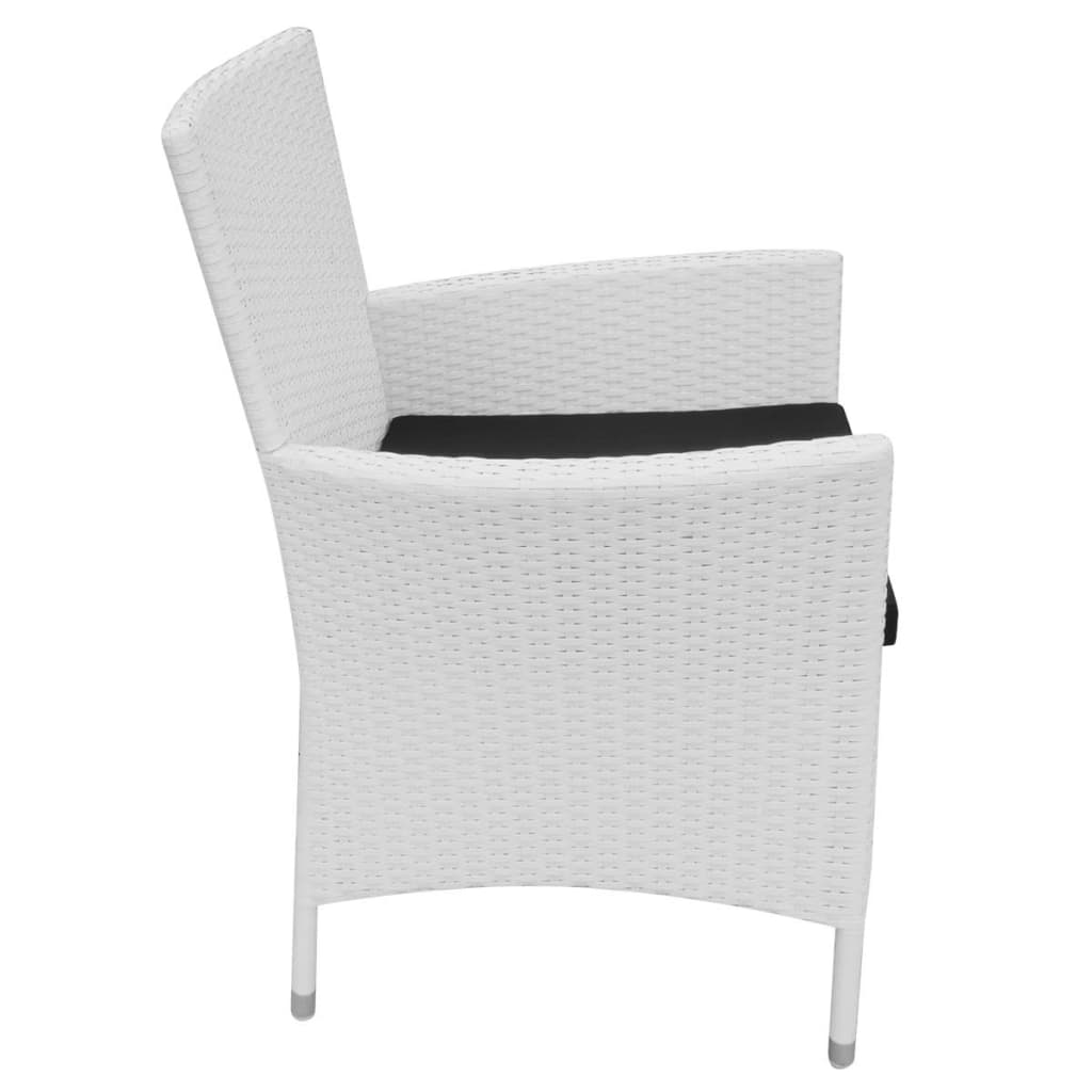 Set mobilier de exterior, 5 piese, alb crem, poliratan