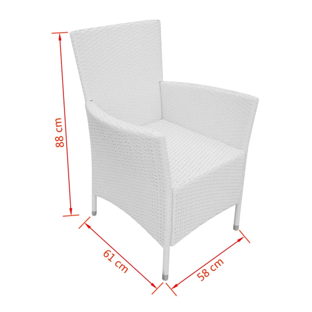 Outdoor furniture set, 5 pieces, cream white, poly rattan