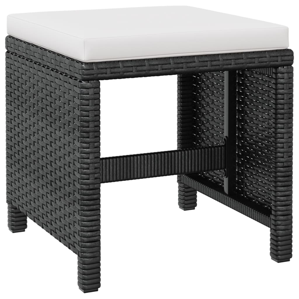 Set mobilier de exterior, 9 piese negru, poliratan, lemn acacia