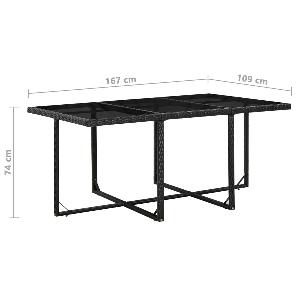 Set mobilier de exterior cu perne, 11 piese, negru, poliratan