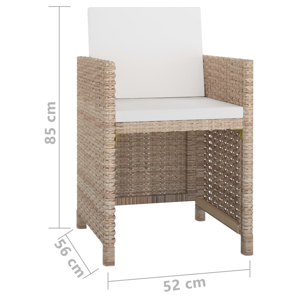 Set mobilier de exterior cu perne, 11 piese, bej, poliratan