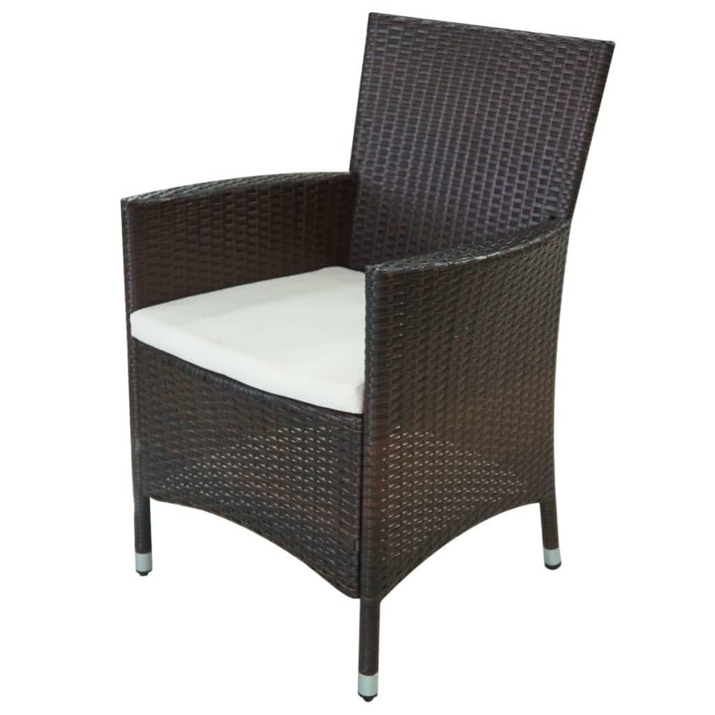 Set mobilier de exterior cu perne, 11 piese, maro, poliratan