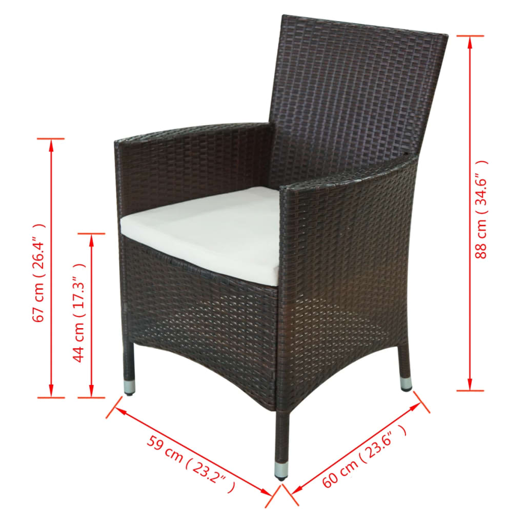 Set mobilier de exterior cu perne, 11 piese, maro, poliratan