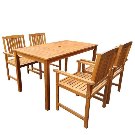 Outdoor furniture set, 5 pieces, solid acacia wood