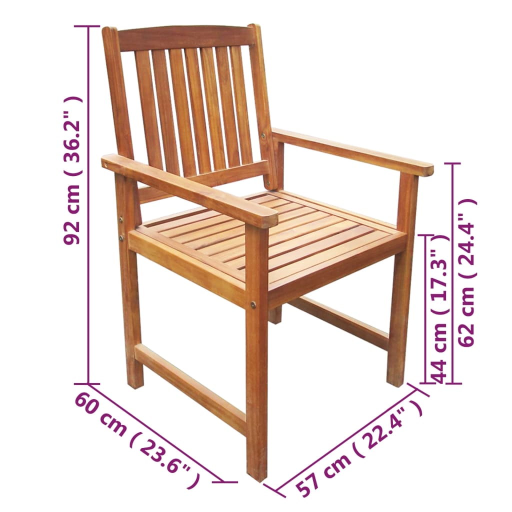 Outdoor furniture set, 5 pieces, solid acacia wood