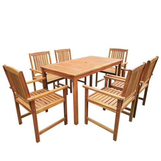 Outdoor furniture set, 7 pieces, solid acacia wood