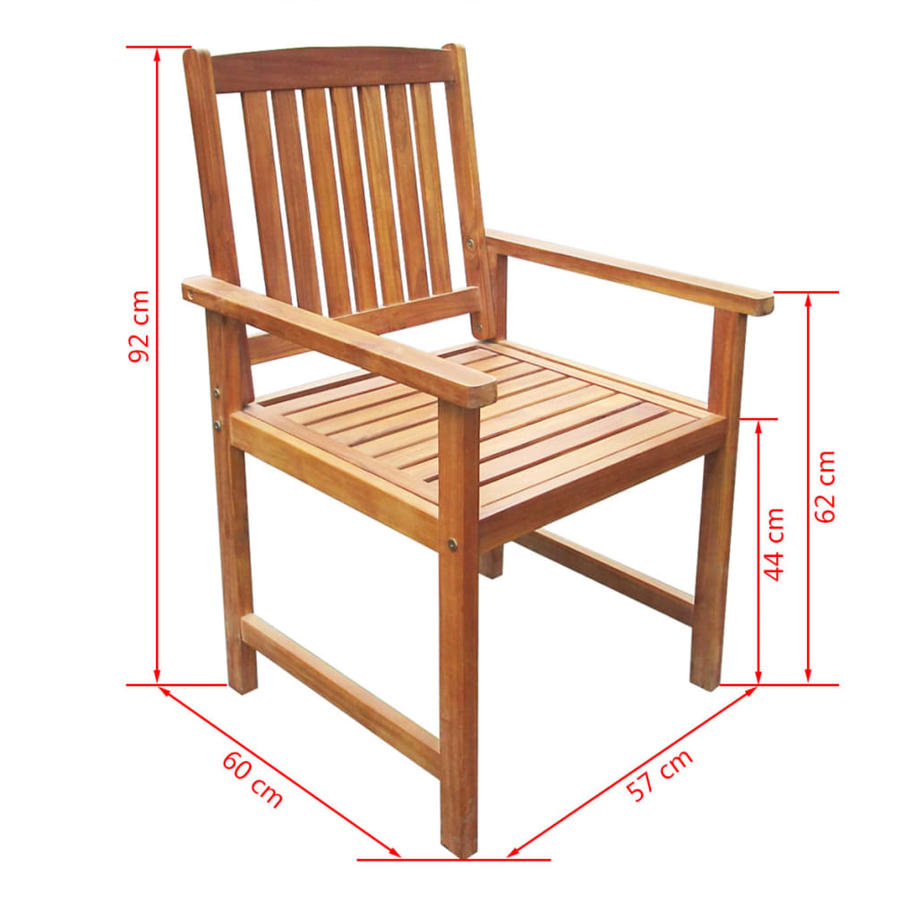 Outdoor furniture set, 7 pieces, solid acacia wood