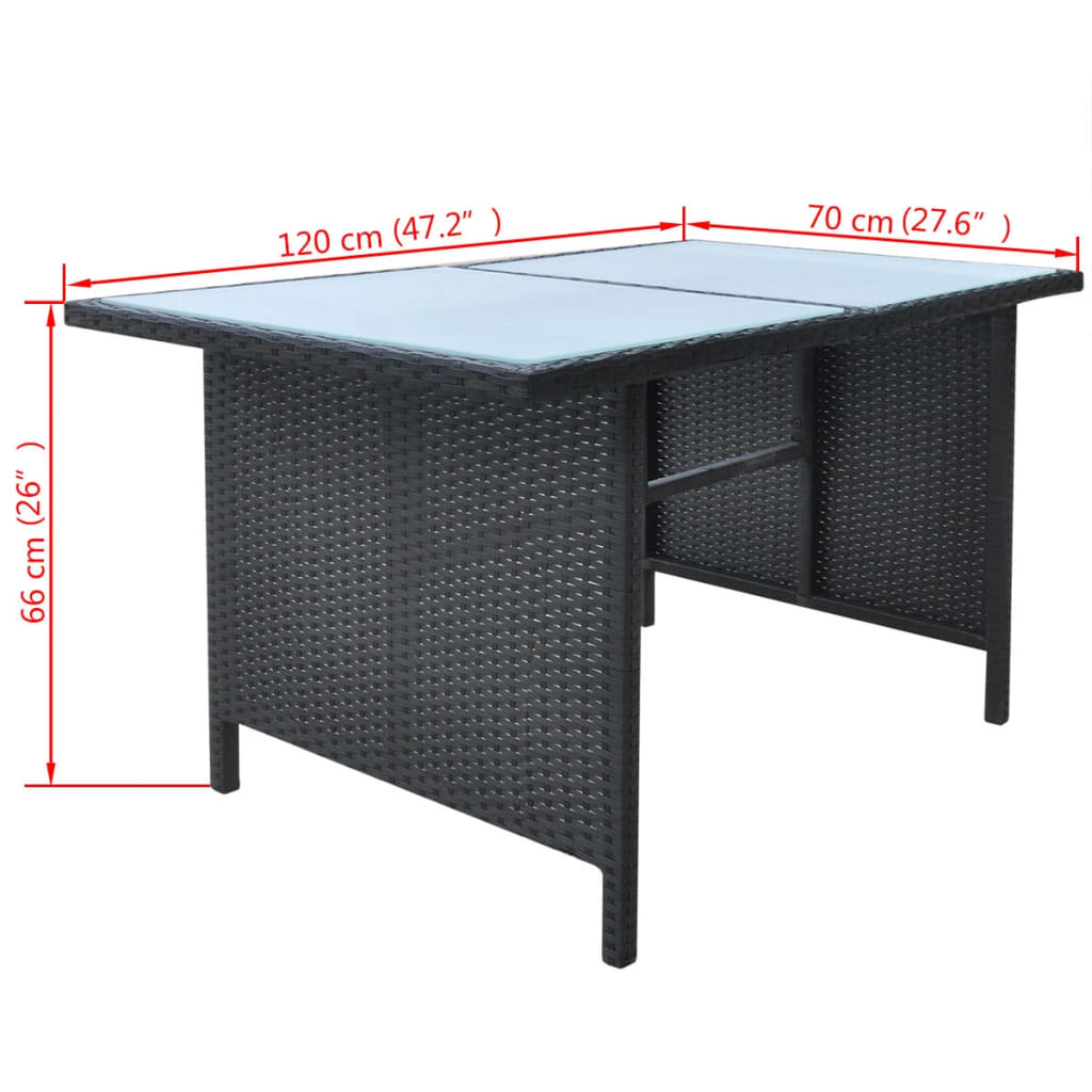 Set mobilier de exterior cu perne, 6 piese, negru, poliratan