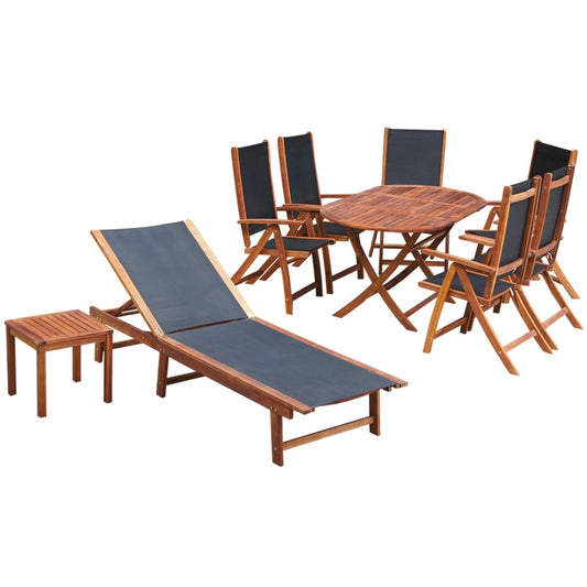 Set mobilier de exterior cu perne 9 piese, lemn masiv de acacia