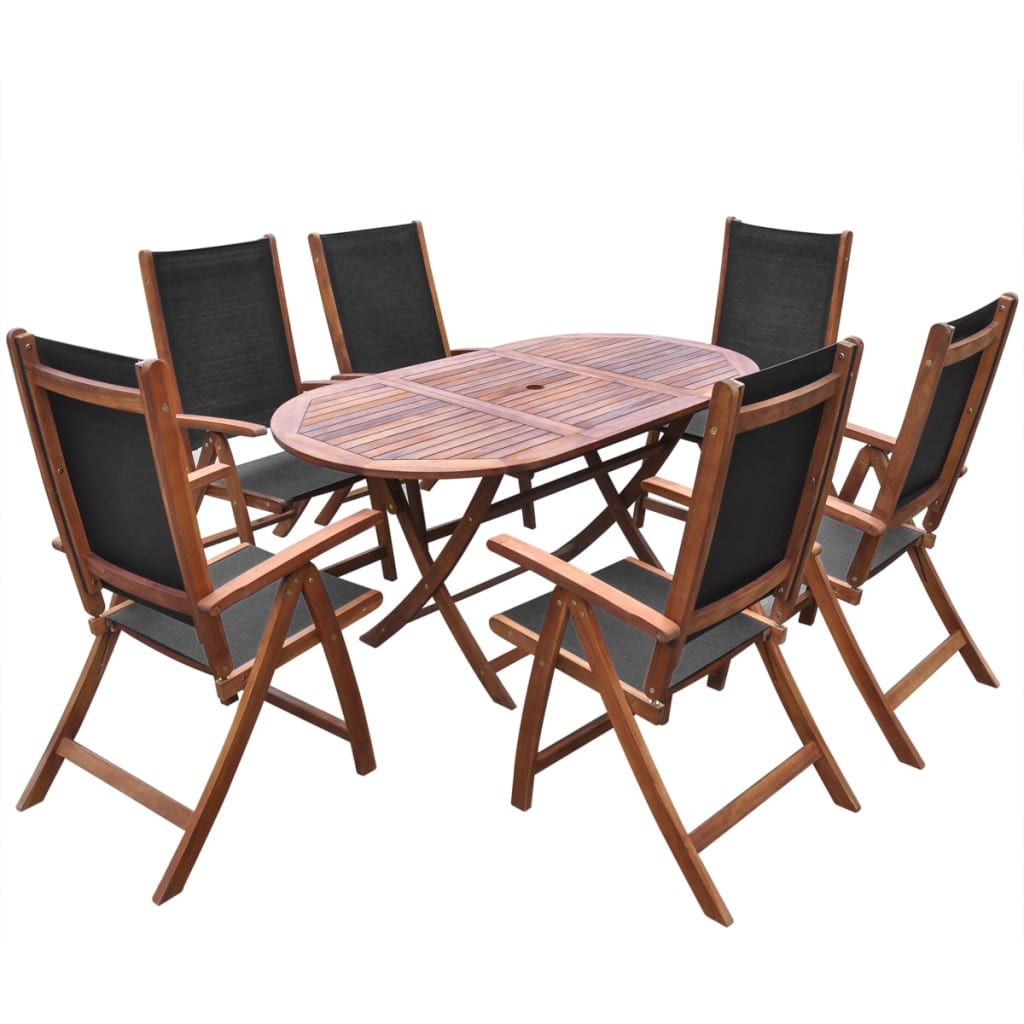 Set mobilier de exterior cu perne 9 piese, lemn masiv de acacia