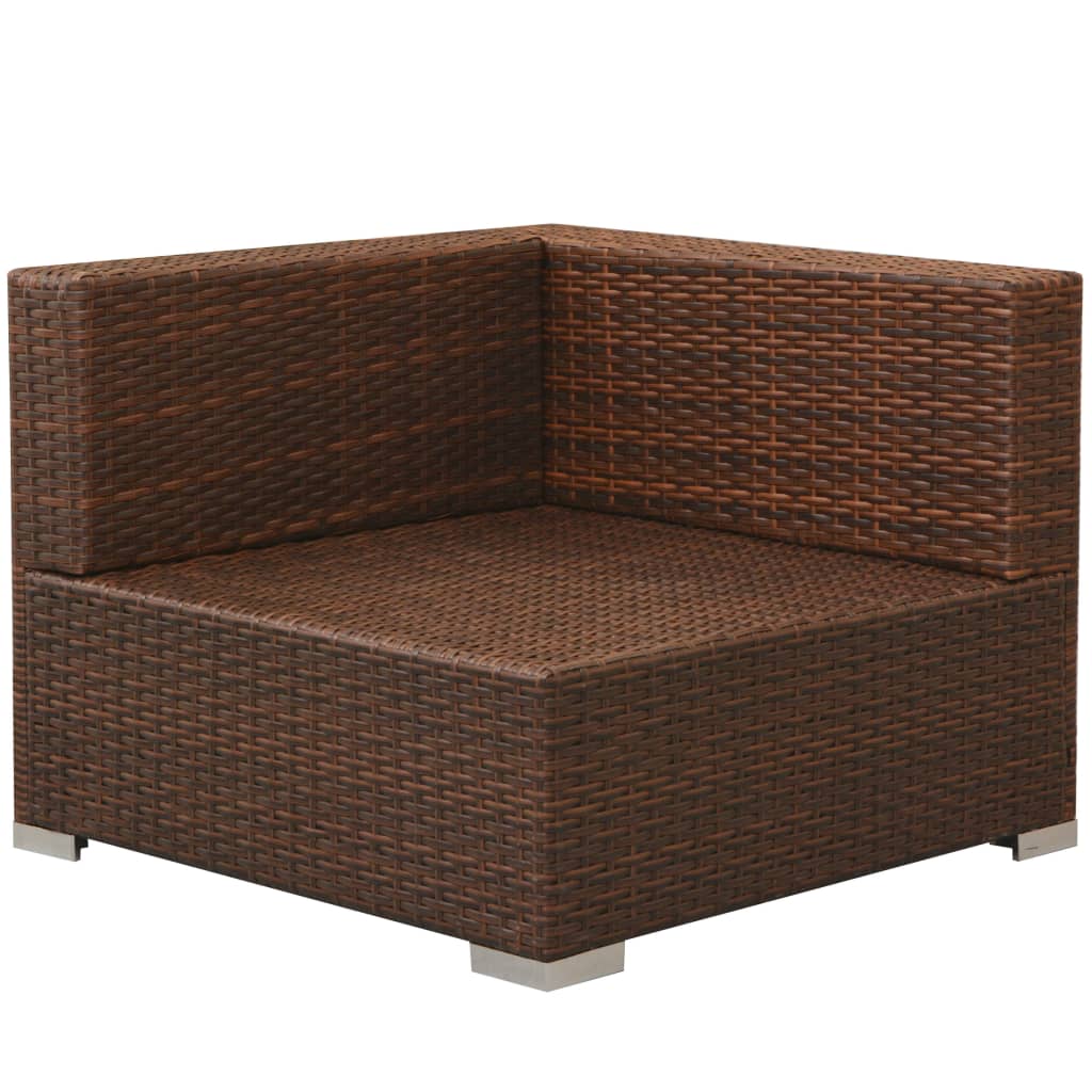 Garden furniture set with cushions, 3 pieces, brown, polyrattan