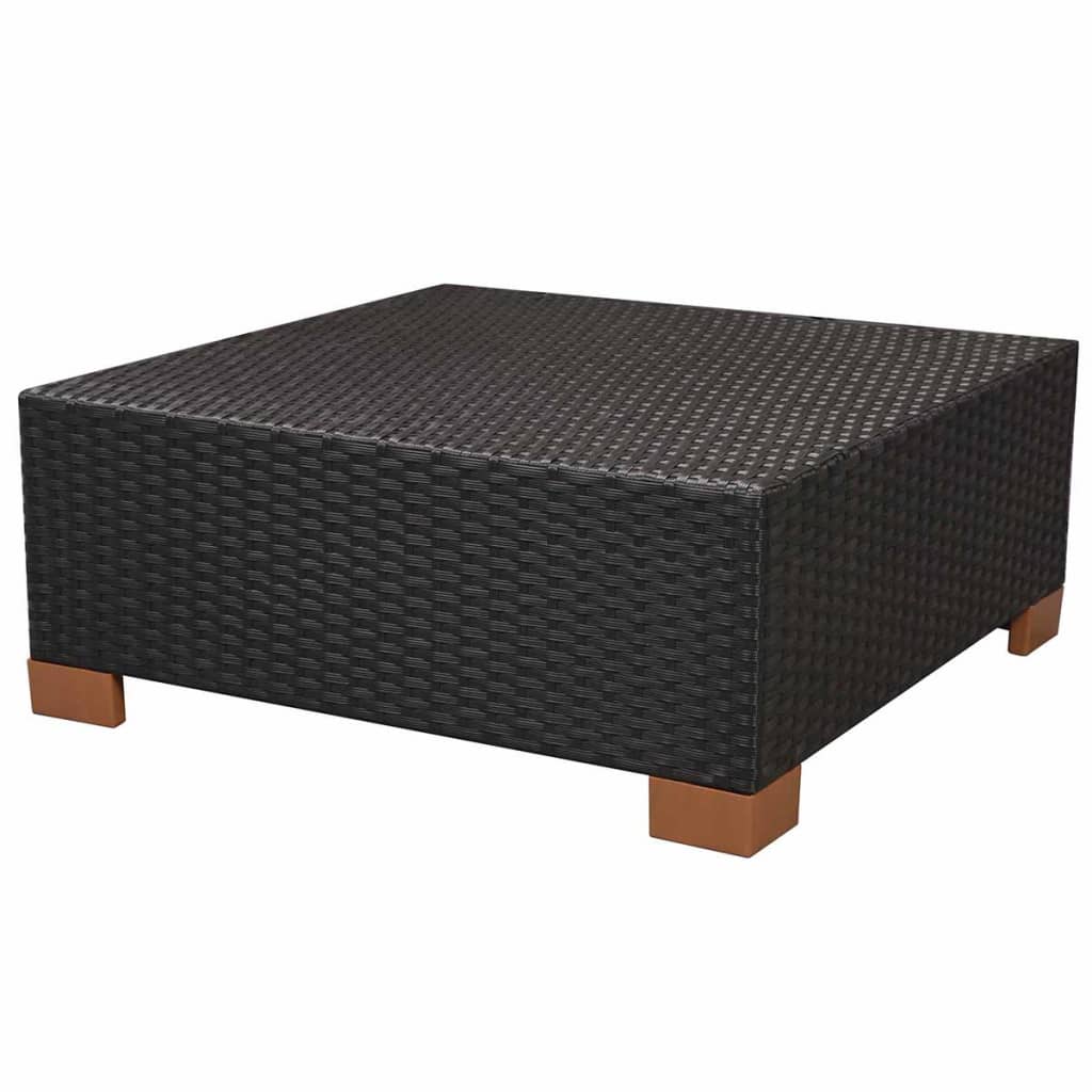 Garden furniture set with cushions, 10 pieces, black, polyrattan