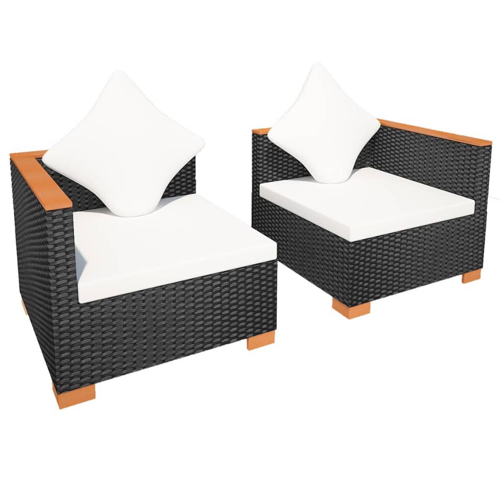 Garden sofa, black, polyrattan