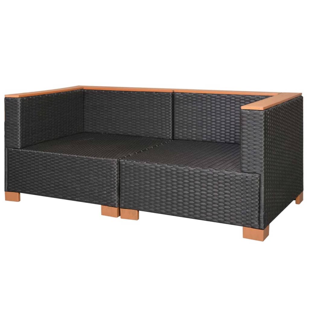 Garden sofa, black, polyrattan