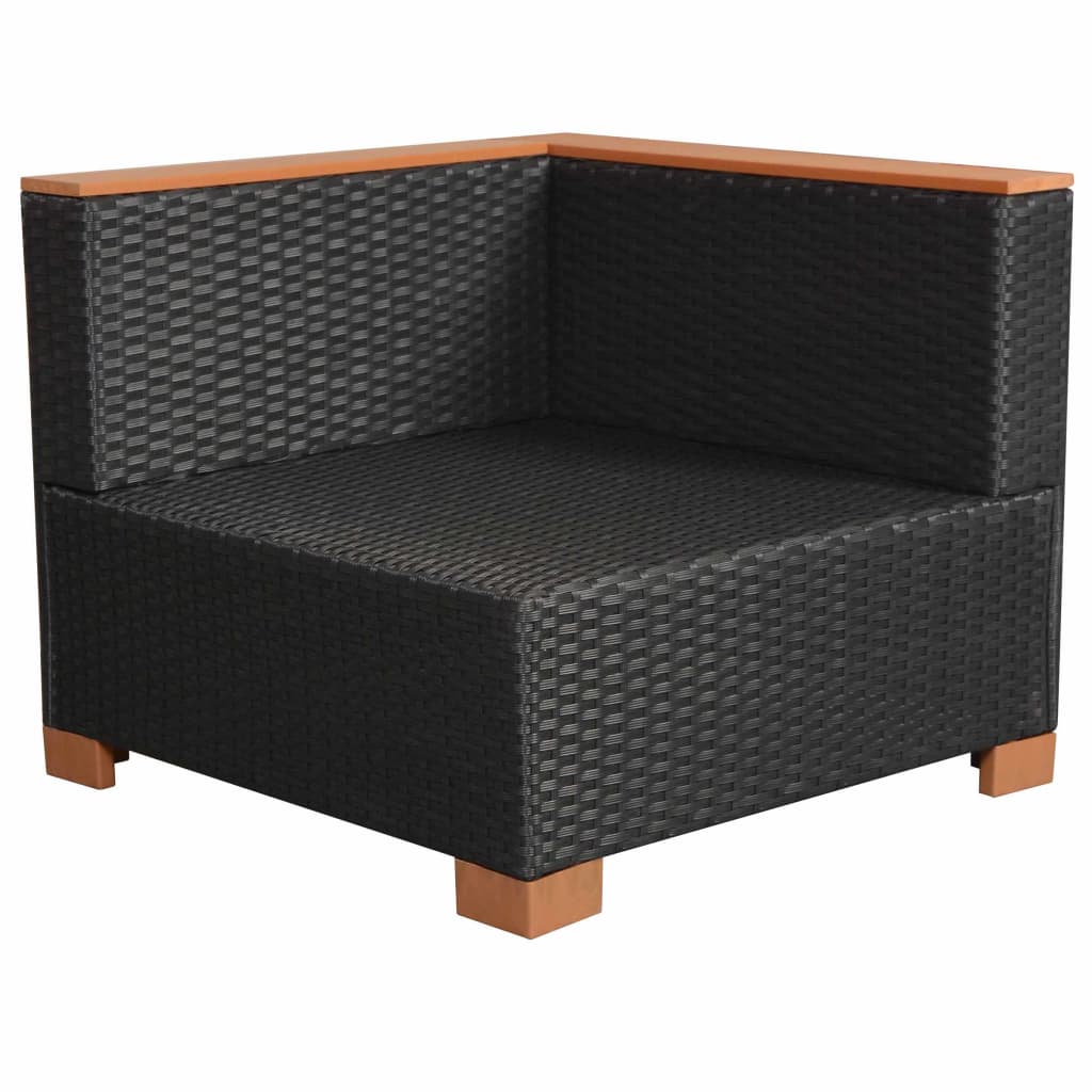 Garden sofa, black, polyrattan