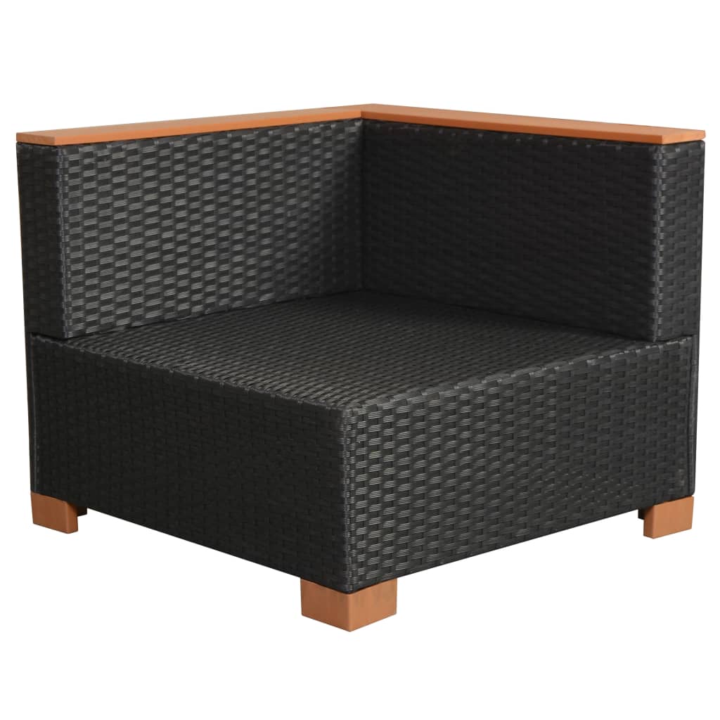 Set mobilier de grădină cu perne, 6 piese, negru, poliratan