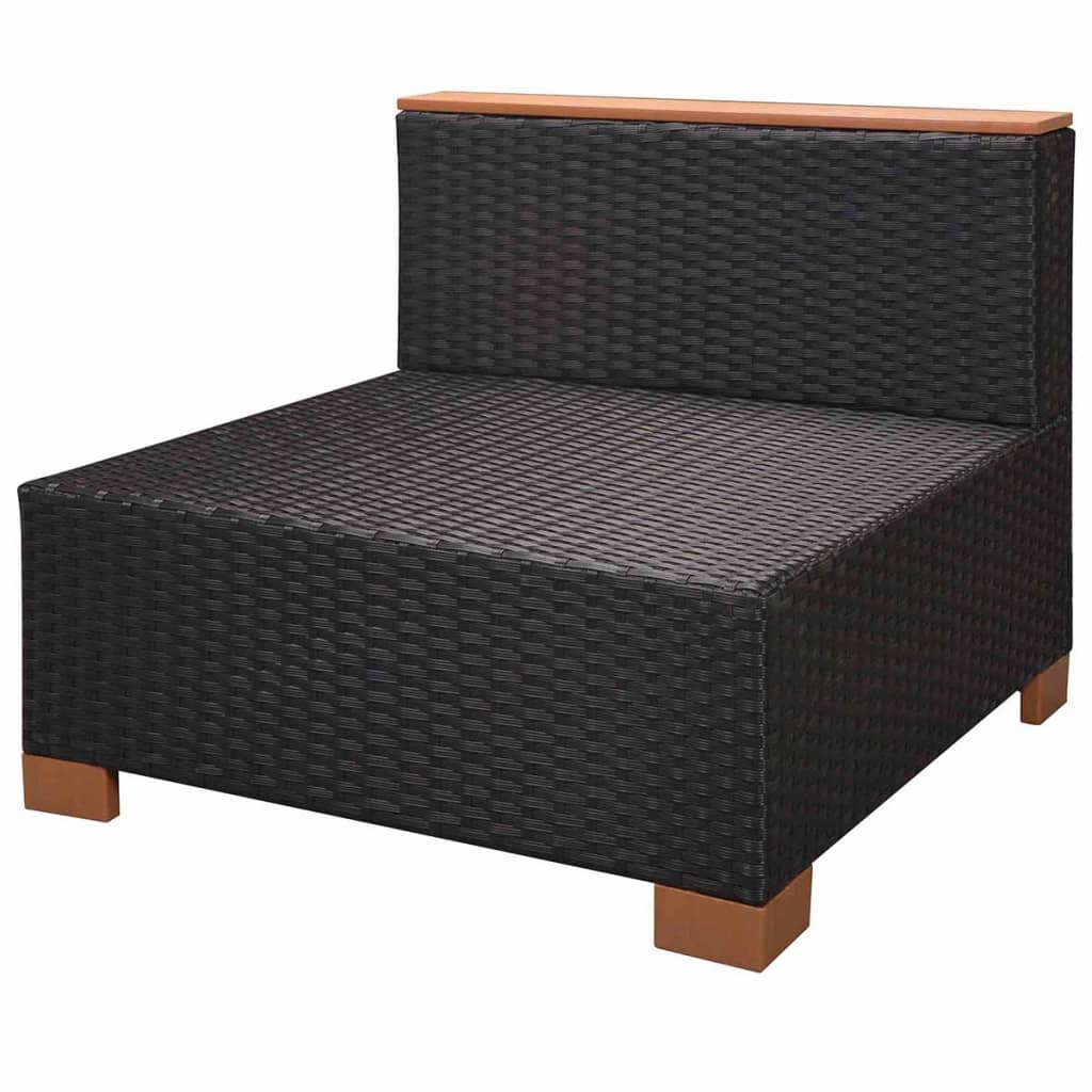 Set mobilier de grădină cu perne, 7 piese, negru, poliratan