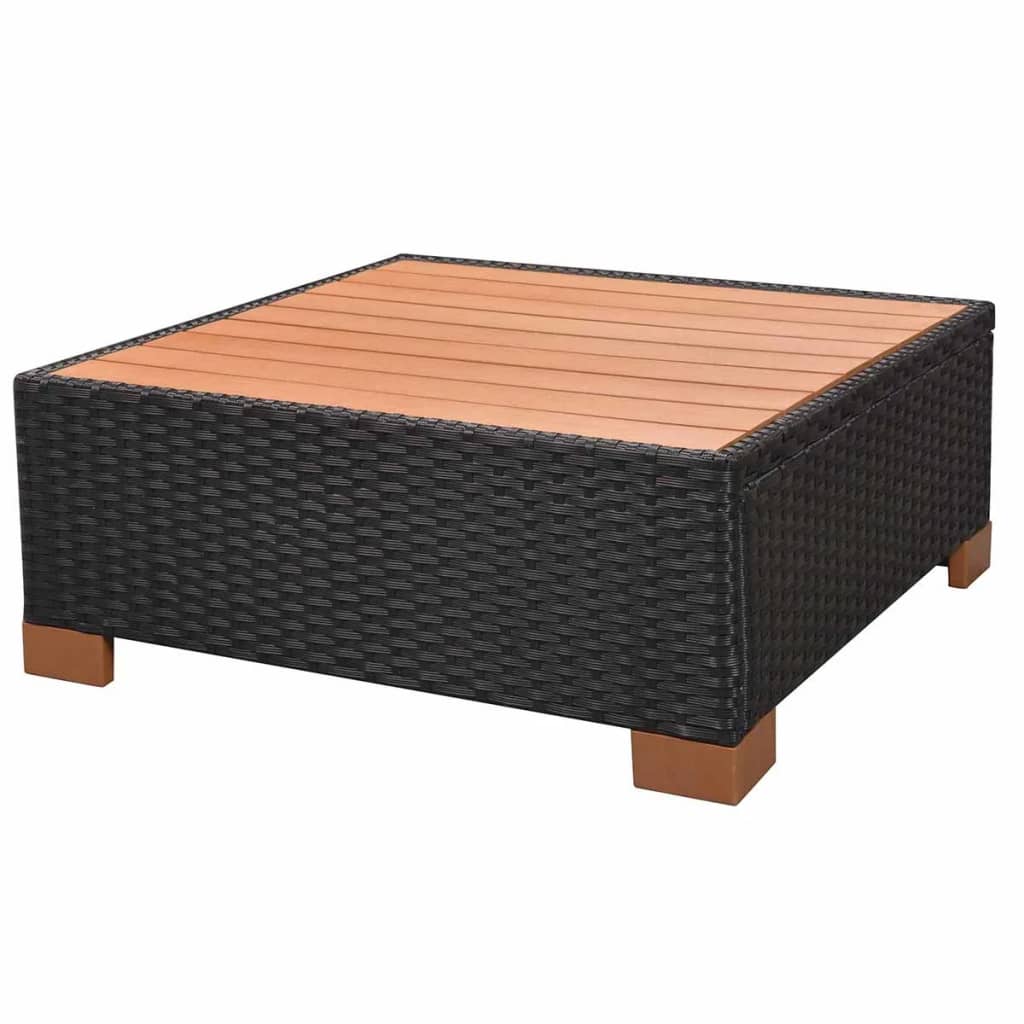 Set mobilier de grădină cu perne, 7 piese, negru, poliratan