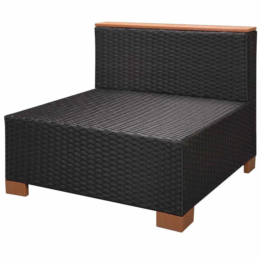 Set mobilier de grădină cu perne, 8 piese, negru, poliratan