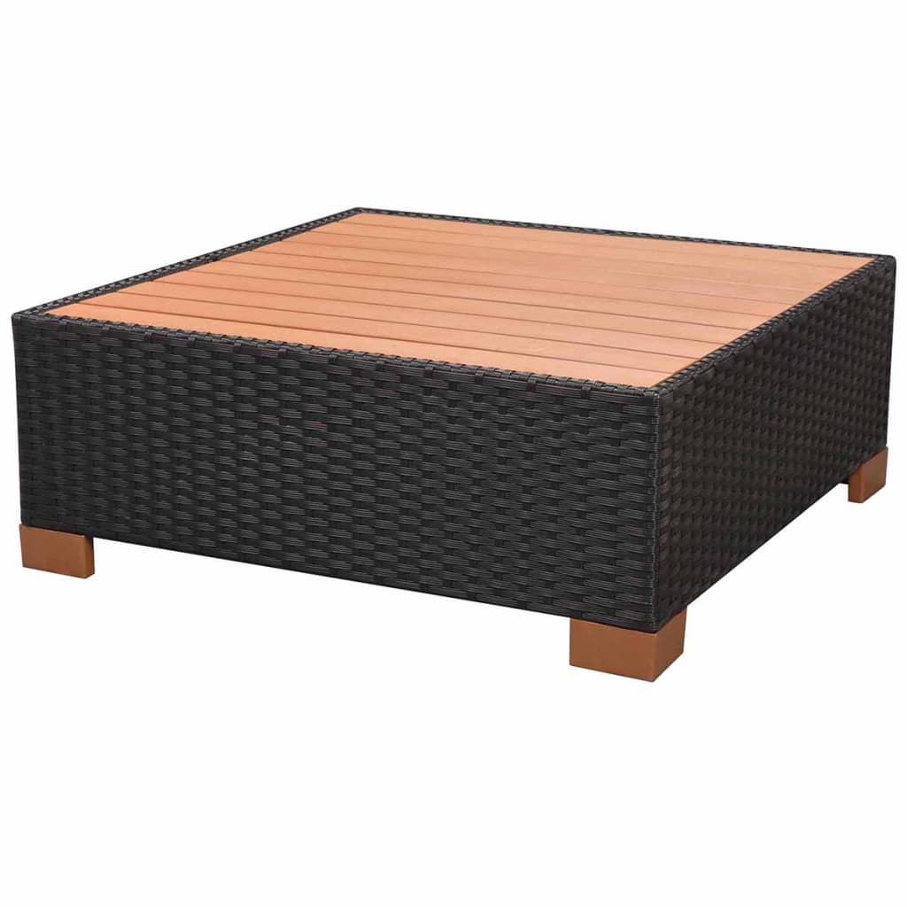 Set mobilier de grădină cu perne, 8 piese, negru, poliratan