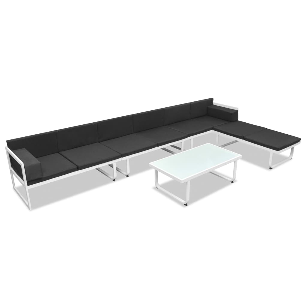 Set mobilier grădină, 5 piese, negru, textilenă și aluminiu