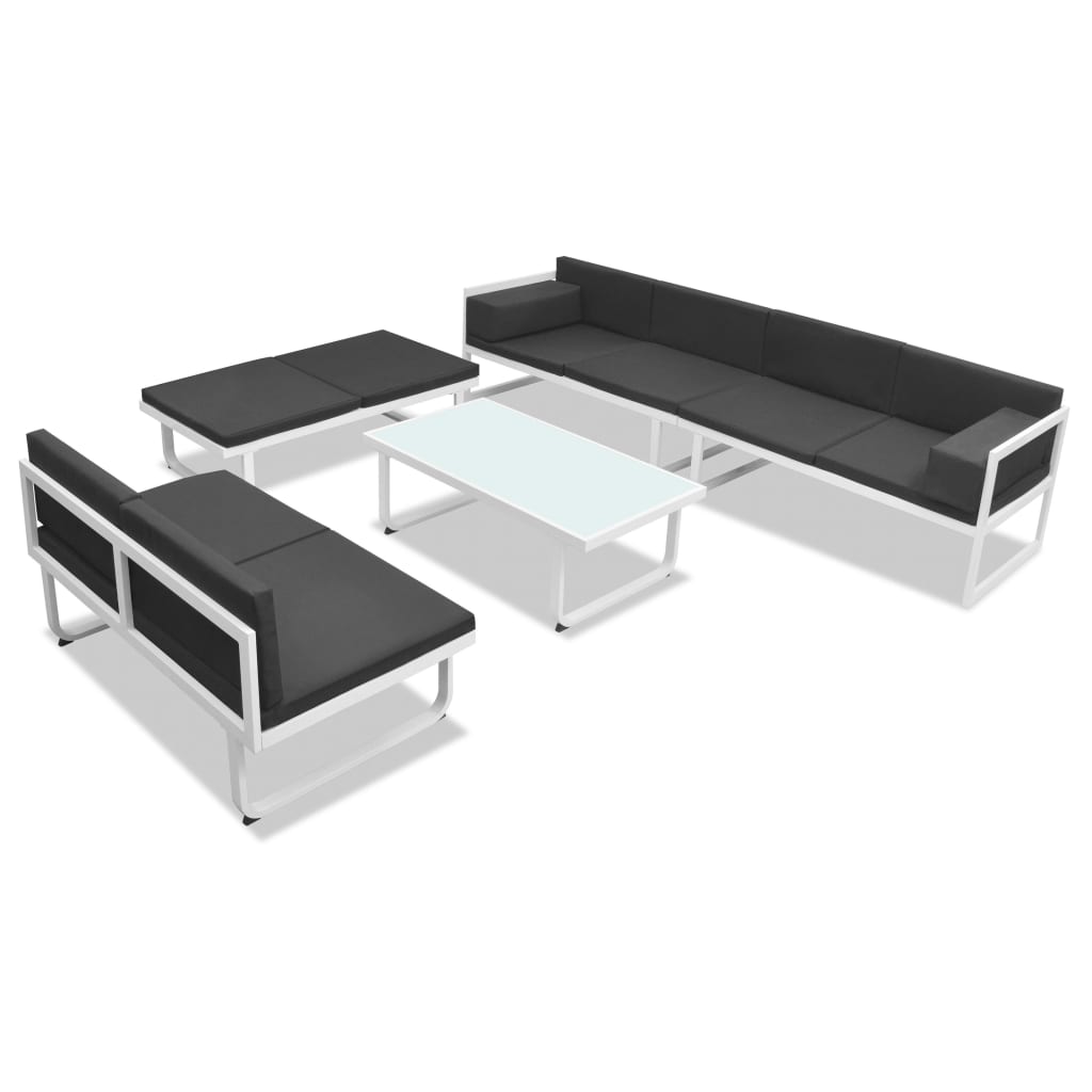 Set mobilier grădină, 5 piese, negru, textilenă și aluminiu