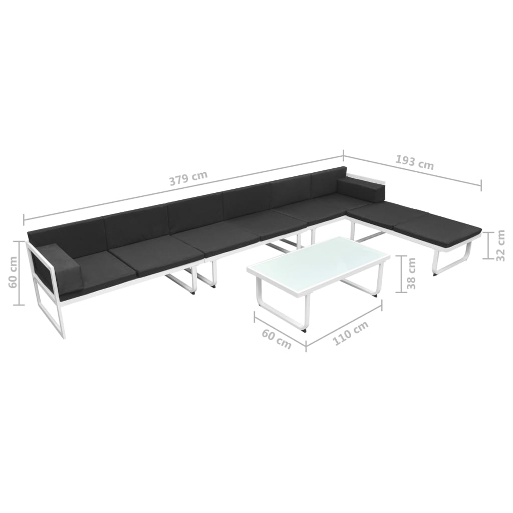 Set mobilier grădină, 5 piese, negru, textilenă și aluminiu