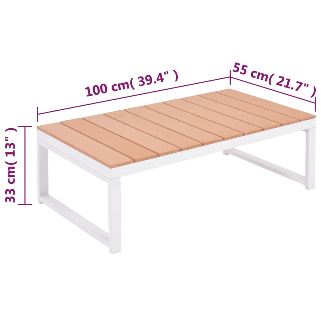 Garden furniture set with cushions, 4 pieces, aluminum and WPC