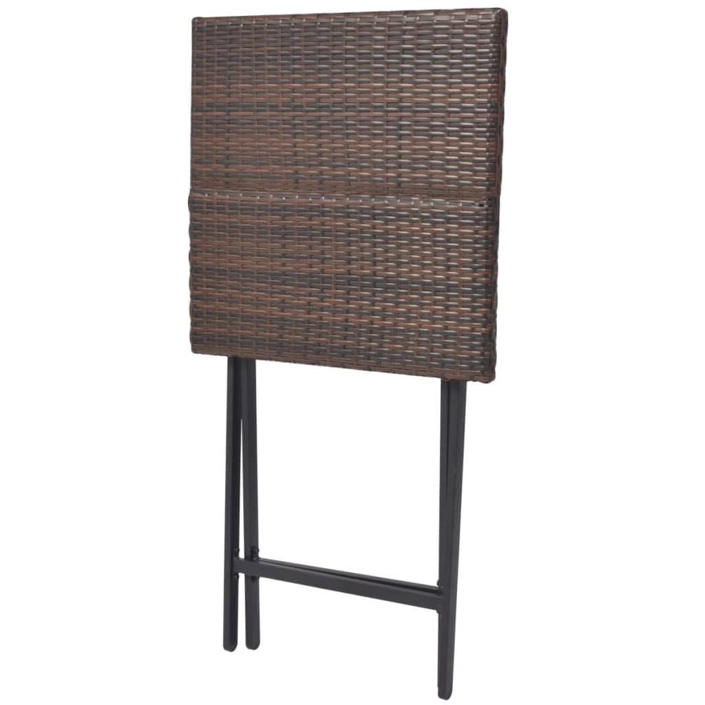 3-piece folding bistro furniture set, brown, steel and polyrattan