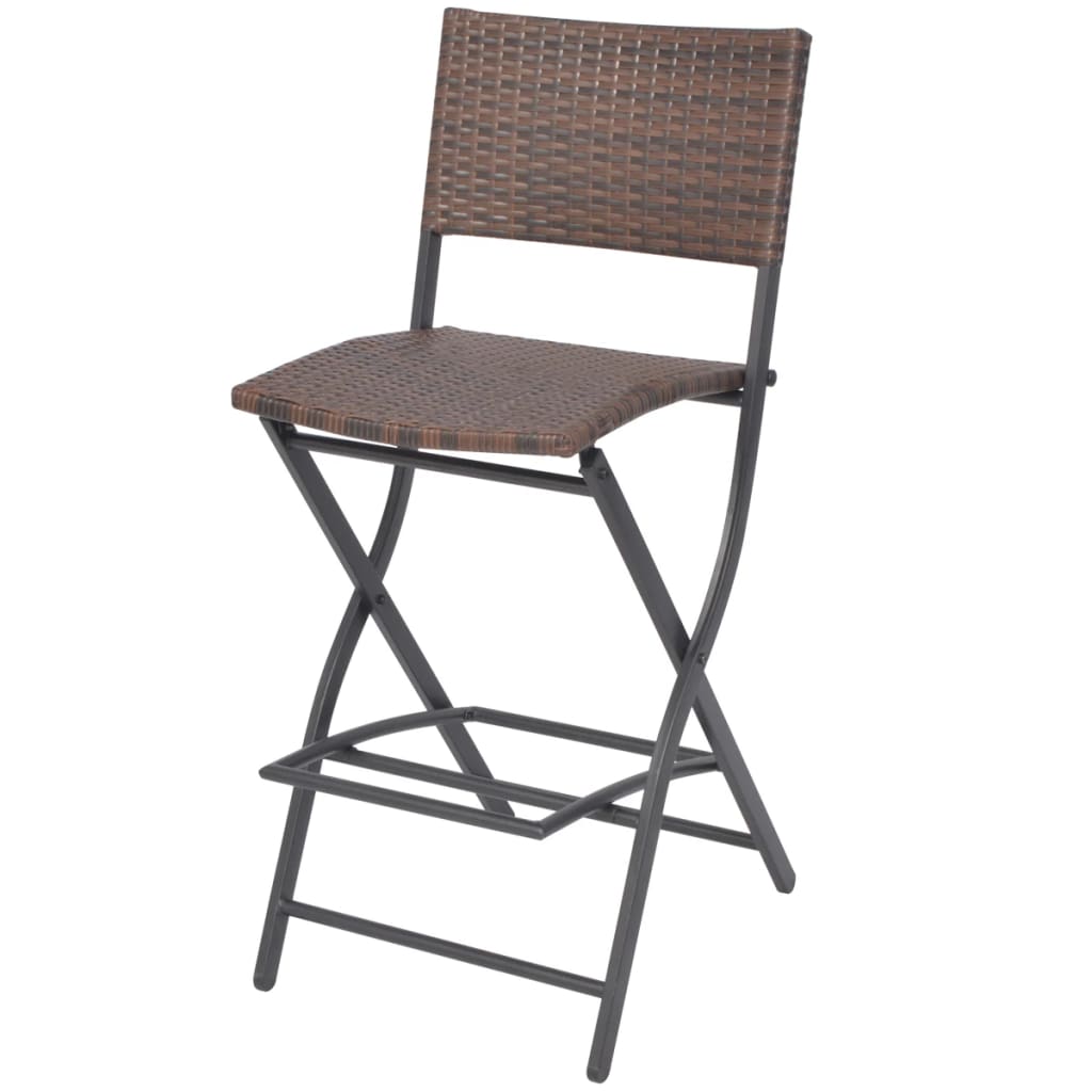 3-piece folding bistro furniture set, brown, steel and polyrattan