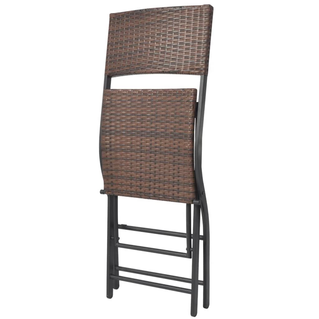 3-piece folding bistro furniture set, brown, steel and polyrattan