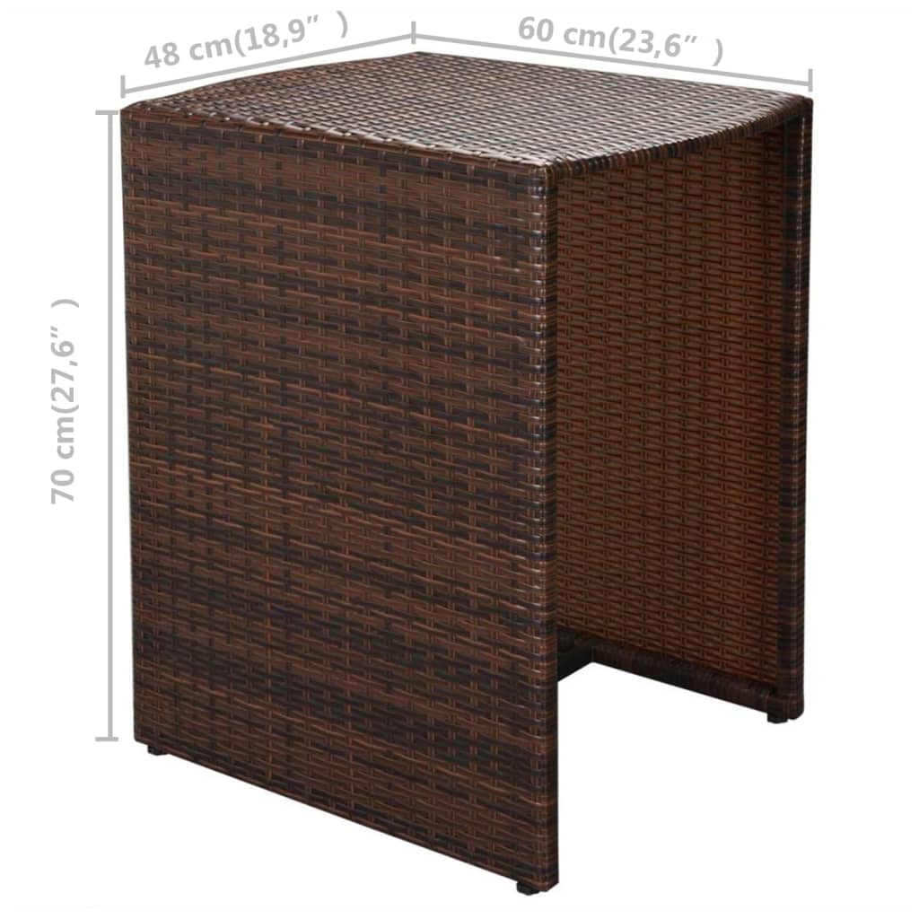 Set mobilier bistro cu perne, 3 piese, maro, poliratan