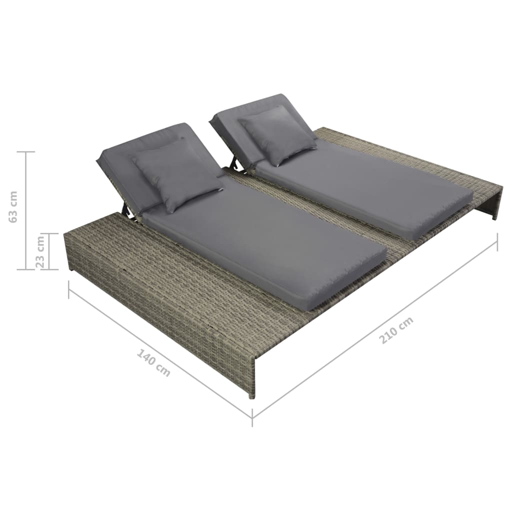 5-piece garden furniture set with cushions, grey, polyrattan