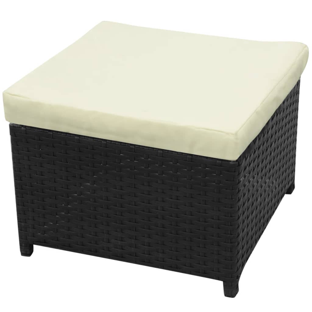 Set mobilier de grădină cu perne, 8 piese, negru, poliratan