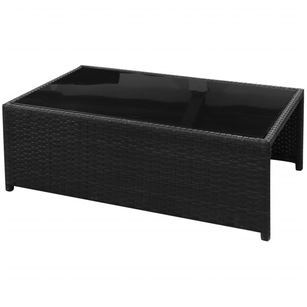 Set mobilier de grădină cu perne, 8 piese, negru, poliratan