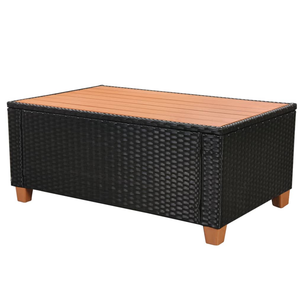 Set mobilier de grădină cu perne, 5 piese, negru, poliratan